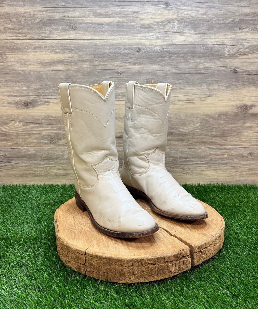 Justin Women - Size 6.5C - Vintage Beige Roper Western Cowboy Boots Style L3713